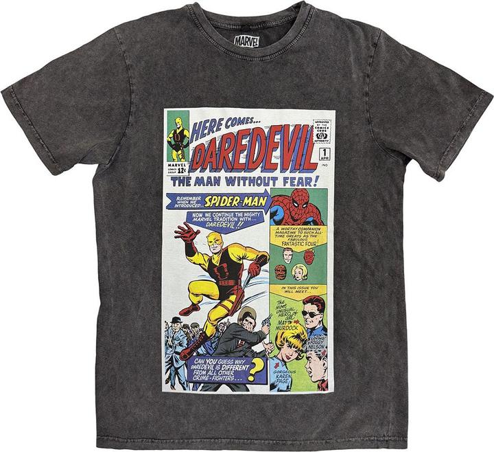Actual product image Here Comes Daredevil Comic Stone Wash (XL)
