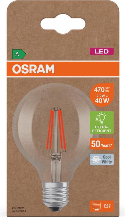Produktbild Osram Led Lamps Energy Class A Energy Efficiency Filament Classic Globe (E27, 470 lm, 1 x)