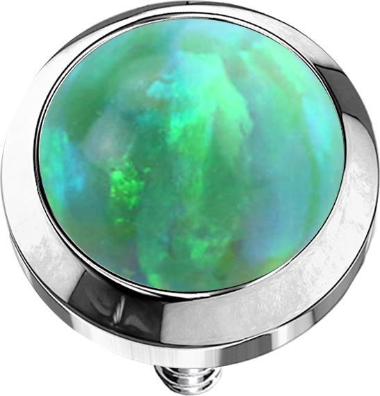 Actual product image Star Piercing Dermal Anchor silver with opal green (Titanium, without brass)