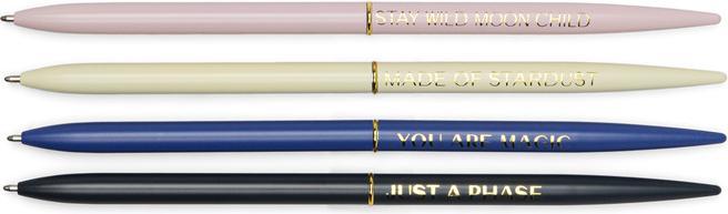 Actual product image Designworks Twisty Slim Metal Pen Set - Celestial (Set of 4) (Beige, Black, Pink, 4x)