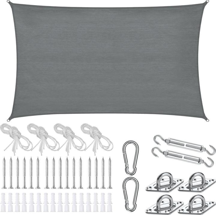 tectake Sonnensegel Sunny, wetterfestes HDPE-Material mit UV-Schutz (300 x  500 cm)
