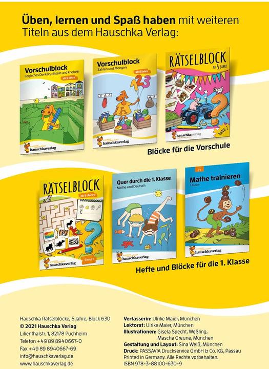 Produktbild Rätselblock ab 5 Jahre (Deutsch, Ulrike Maier, 2018)