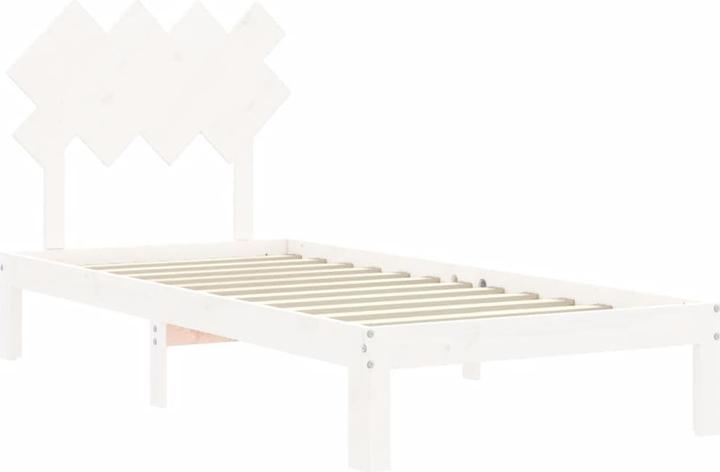 Produktbild vidaXL Massivholzbett mit Kopfteil Weiss 3FT Single (90 x 190 cm)