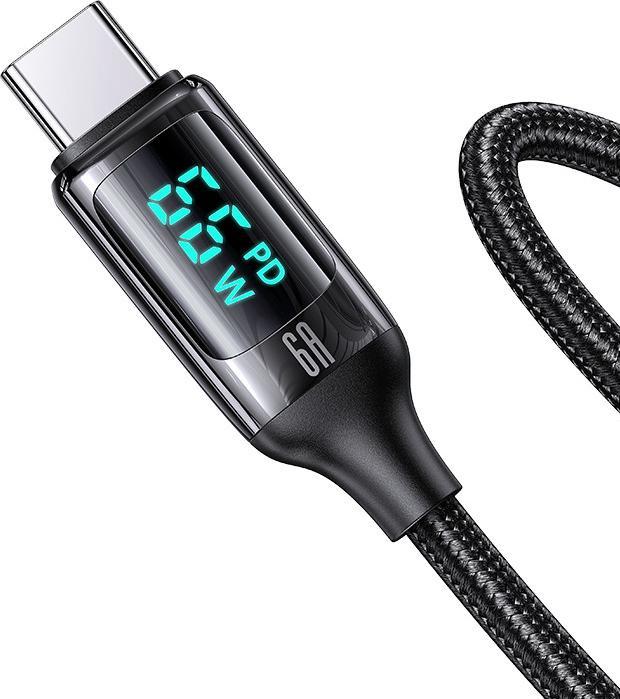 Immagine prodotto Usams Cavo pleciony U78 USB-C 1,2m LED 6A Ricarica rapida czarny/nero SJ544USB01 (US-SJ544) (1.20 m)
