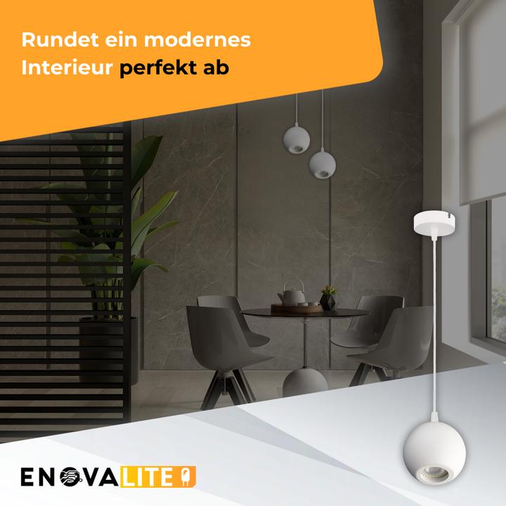 Actual product image Enovalite LED-Pendellampe GLOBE, GU10-Fassung, IP20, Ø10cm, 1flammig, weiss (GU10)