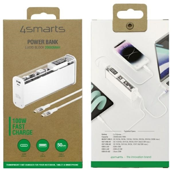Immagine prodotto 4smarts Lucid Block (20000 mAh, 100 W, 74 Wh)