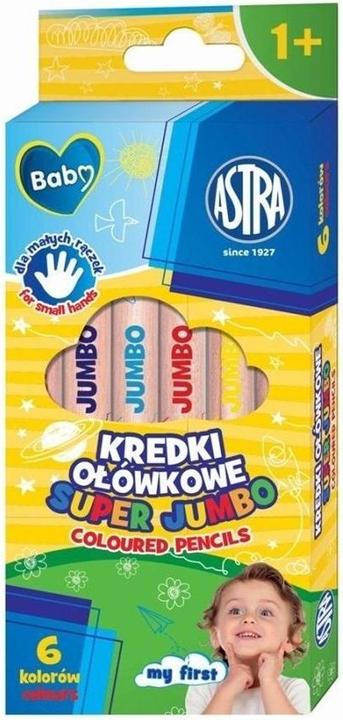 Astra Runde Super Jumbo 6-Farben-Bleistiftstifte (8 mm, HB, 6x)
