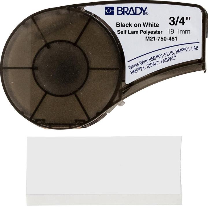 Produktbild Brady M21-750-461, Polyester, Schwarz auf Weiss, 19,05mm x 6,4m, permanent, endlos (1.91 cm)