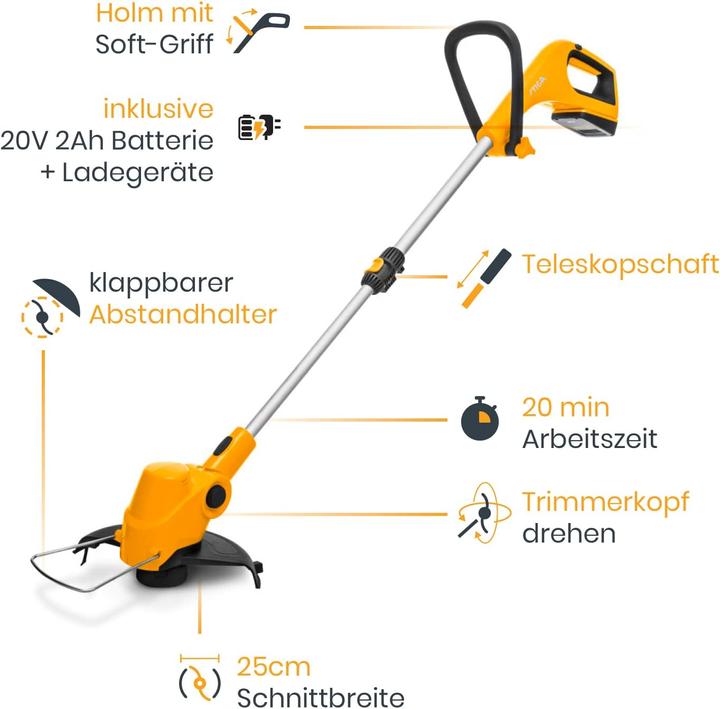 Produktbild Stiga GT 100e Akku Rasentrimmer Softgriff, inkl. Akku, inkl. Ladegerät 20V 2Ah Schnittbreite (max.) (Kunststoffmesser)