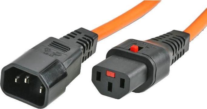 Produktbild Iec Lock 230V connection cable C13 lockable - C14 orange 2.00 m (2 m)