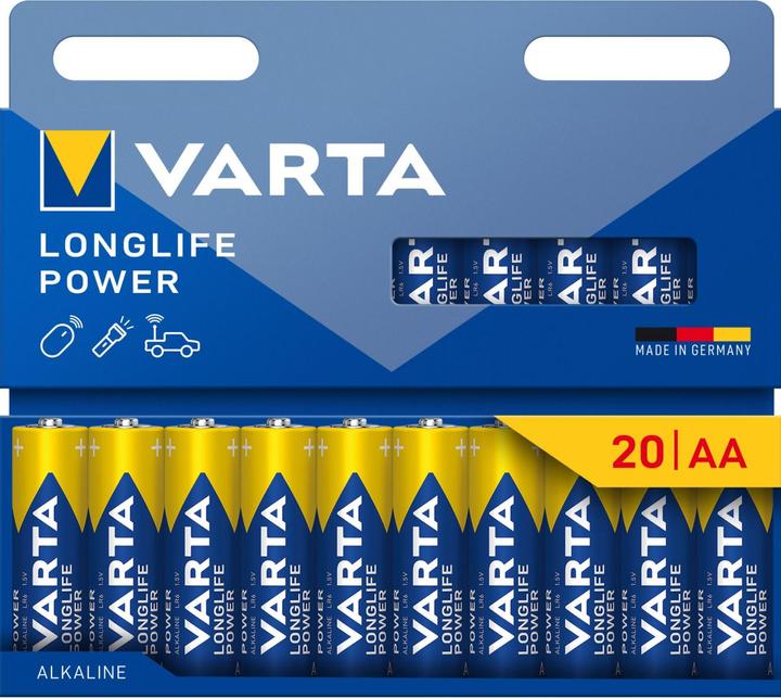 Immagine prodotto Varta 1x20 Longlife Power Mignon AA LR 6 04906121720 (20 pz., Specifico del dispositivo, 2960 mAh)
