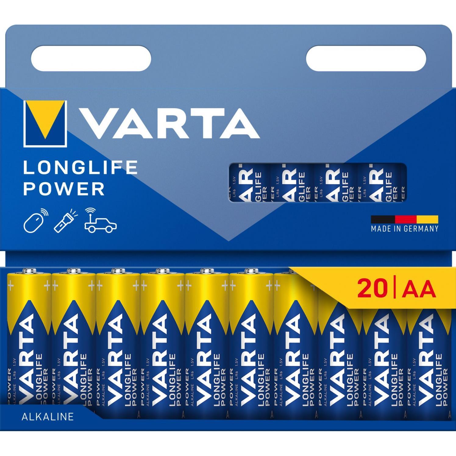 Varta 1x20 Longlife Power Mignon AA LR 6 04906121720 (20 Stk., Gerätespezifisch, 2960 mAh), Batterien + Akkus