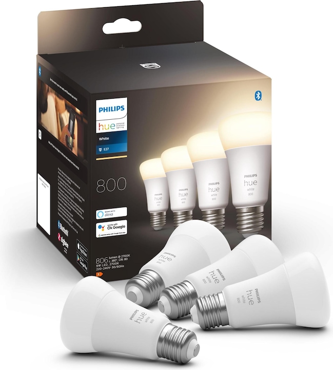 Produktbild Philips Hue White (E27, 9 W, 806 lm, 4 x, F)