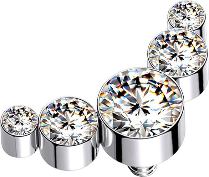 Immagine prodotto Star Piercing Ancora dermica argento cinque cristalli argento (senza ottone, Acciaio chirurgico 316L)
