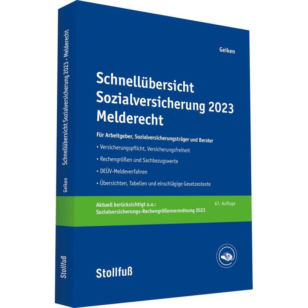 Schnellübersicht Sozialversicherung 2023 Melderecht, Fachbücher von Manfred Geiken
