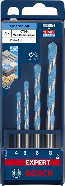 Produktbild Bosch Professional Zubehör EXPERT MultiConstruction CYL-9 Bohrer-Set, 4/5/6/8 mm, 4-tlg. (6 mm, 8 mm, 4 mm, 5 mm)