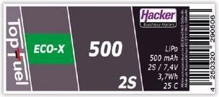 Immagine prodotto Hacker Batteria LiPo 25C (7.40 V, 500 mAh)