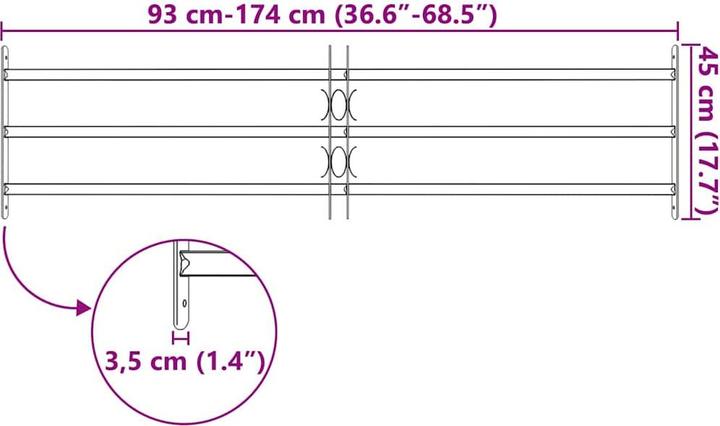 Produktbild Diverse Hardware Fenstergitter Verstellbar mit 3 Querstäben 1000-1500 mm