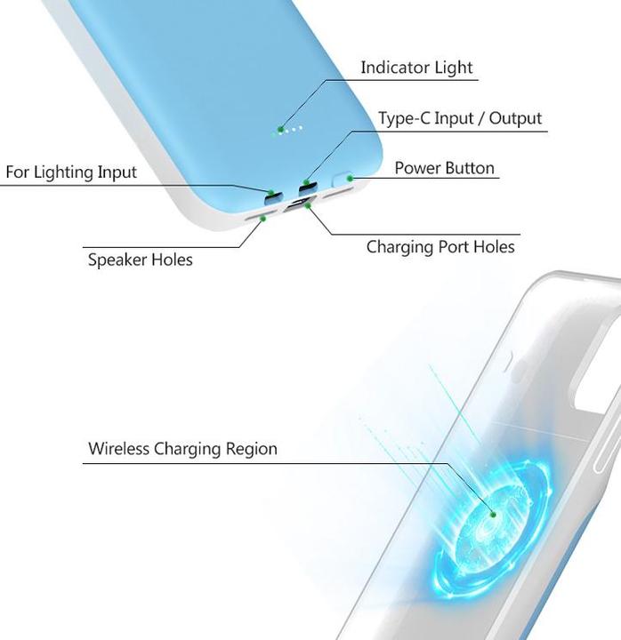 Immagine prodotto PhoneLook Coque 15W batteria esterna wireless copertura di ricarica rapida 8000mAh (Apple iPhone 13 Pro)