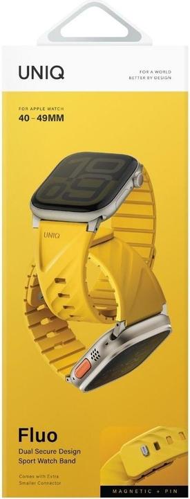 Produktbild Uniq Strap Fluo for Apple Watch 49/46/45/44/42/41/40mm Magnetic yellow (Plastic, Silicon, Stainless Steel)