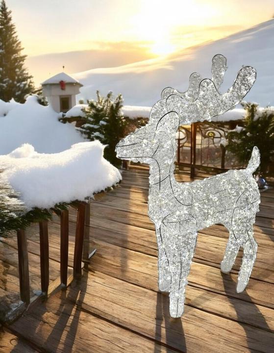 Actual product image GuGus LED Rentier weiss Outdoor aus Metall mit 500 LED Micro Light Grösse 30x15x60cm