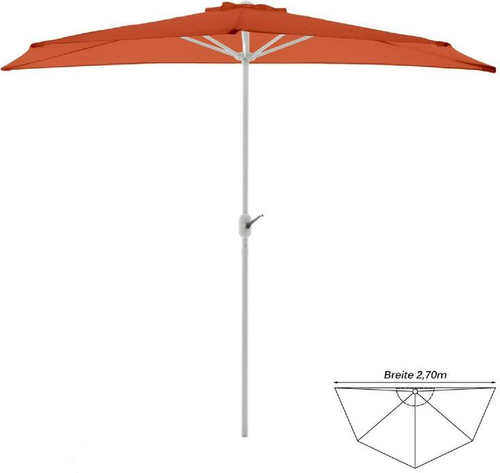 Produktbild VCM Balkon-Sonnenschirm Terracotta halbrund Gartenschirm Sonnenschutz 2,7m m. Kurbel (2.70 m)