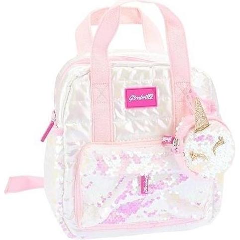Nice Group, Borsa scuola materna, Mini-Puff-Rucksack mit weissem Portemonnaie, Bianco