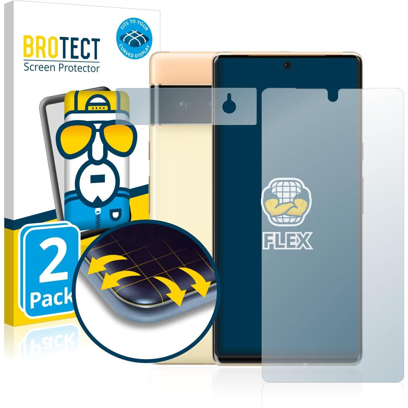 BROTECT Full-Cover Displayschutz (2 Stück, Google Pixel 6 Pro), Smartphone Schutzfolie, Transparent