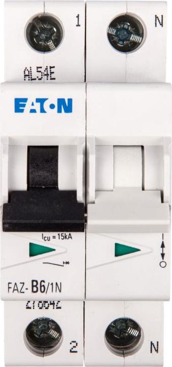 Produktbild Eaton MCB, 6A, B-type, 1Pole+N, 15kA
