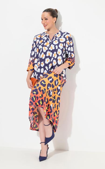 Image du produit Miamoda Robe midi coupe confortable, avec col tunisien et manches 3/4. Mélange de motifs léopard (44)