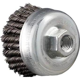 Pferd, Abrasivi, POS Topfbürste 2-reihig gezopft TBG HD O 65 mm M14 Stahl-Draht-O 0.50 (0,50 mm)