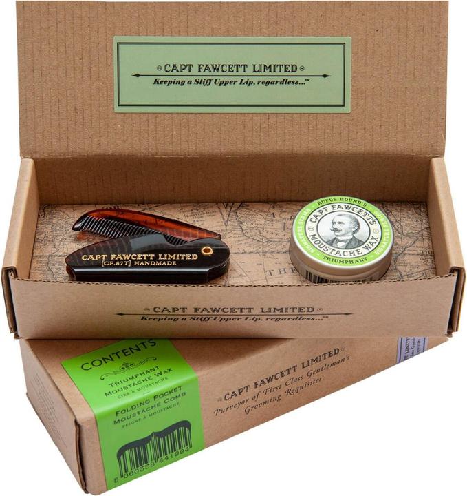 Actual product image Captain Fawcett Capt. Fawcett Care - Triumphant Moustache Wax & Moustache Comb Set
