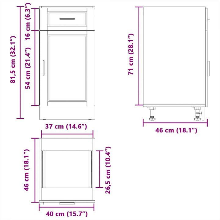 Produktbild vidaXL Küchenunterschrank (40 x 46 x 81.50 cm)