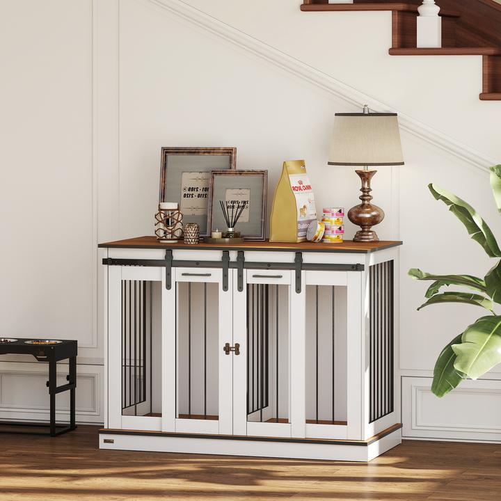 Actual product image PawHut Hundekäfig MDF, Stahl Weiss (Dog kennel)