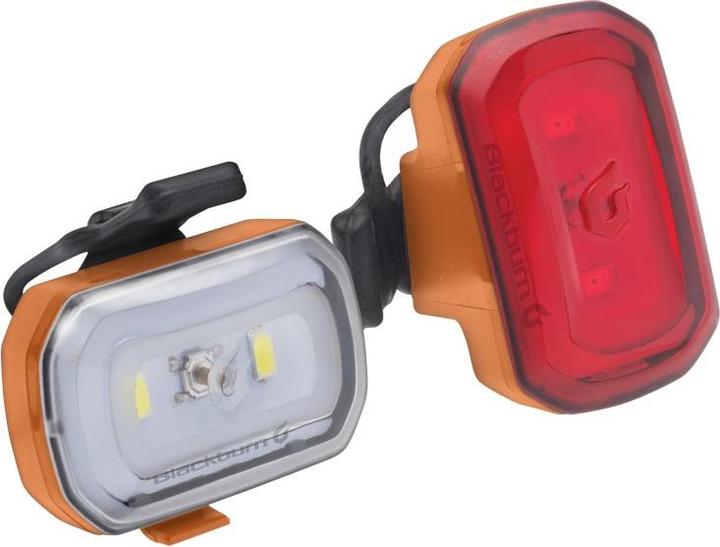 Actual product image Blackburn Click USB light set, front 60 lumens, rear 20 lumens, orange color (60 lm, 20 lm)