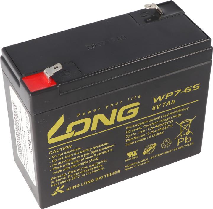 Produktbild Kung Long WP7-6S F1 Blei-Vlies-Akku, 6Volt, 7Ah mit 4,8mm Faston Anschluss (6 V, 7 Ah)