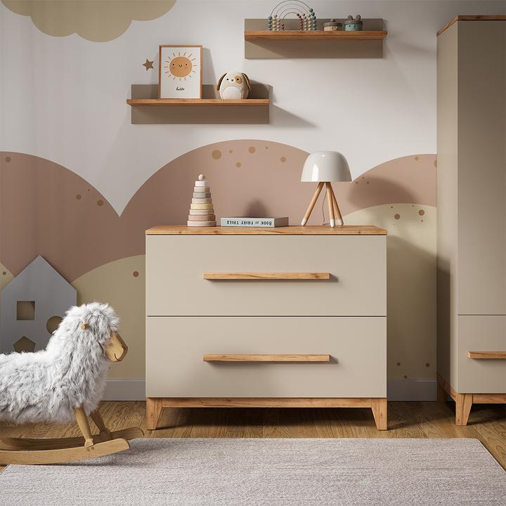 Actual product image Vicco Changing table Malia, Cashmere/Artisan, 108 x 98 cm with 2 drawers