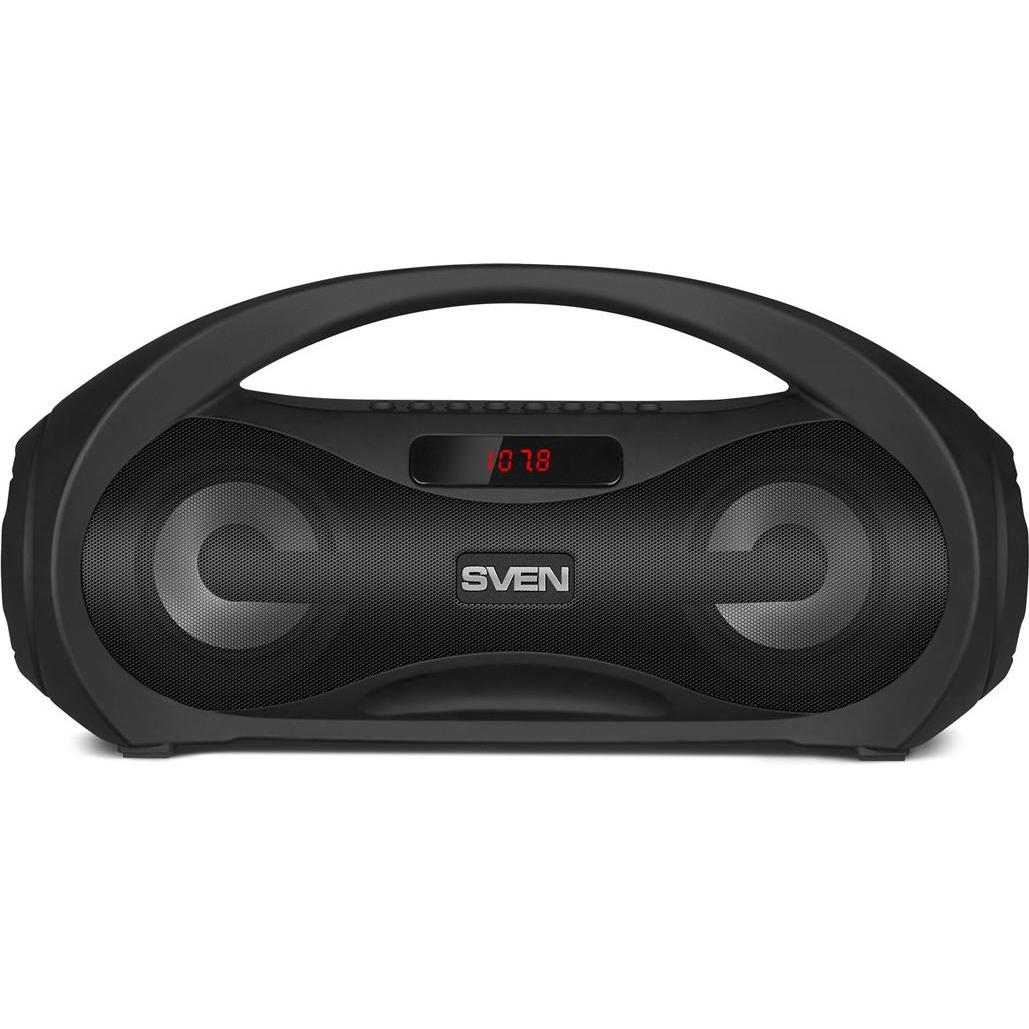 Thumbnail - Sven Lautsprecher PS-425, schwarz (12W, Bluetooth, UKW, USB, Micro SD, LED-Bildschirm, 1500mA*h) SV (10 h, Akkubetrieb),...