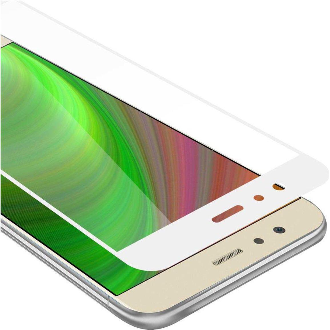 Cadorabo Vollbild Displayschutzglas (1 Stück, Huawei P10 Lite), Smartphone Schutzfolie, Weiss