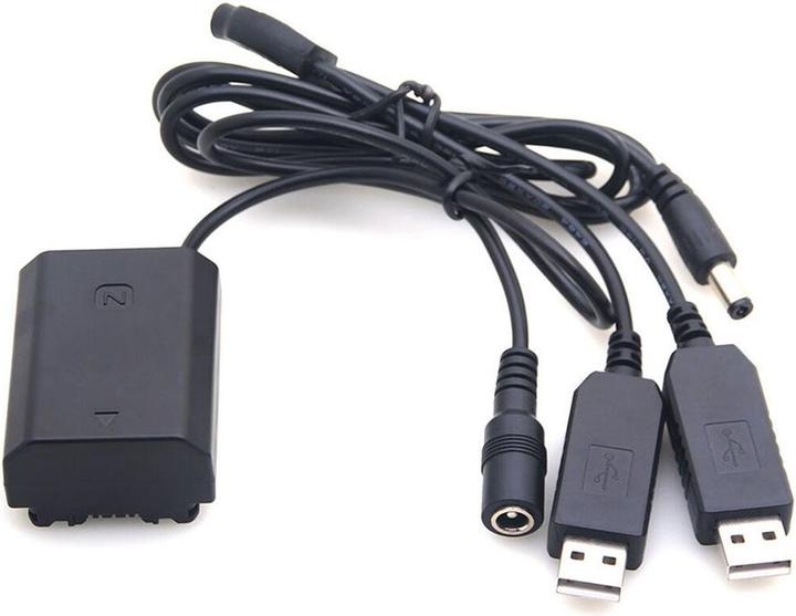 Produktbild Caruba Sony NP FZ100 Volldecodierung Dummy Akku + 5V 2A duales USB Kabel (Kamera Akku)