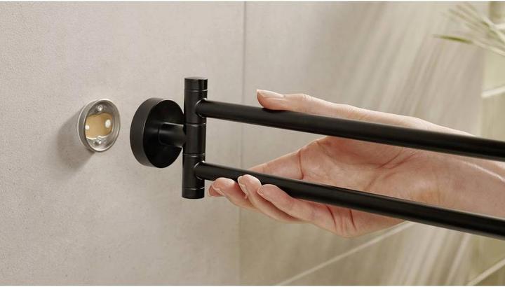 Actual product image tesa MOON BLACK two-arm towel rail incl. adhesive solution without drilling
