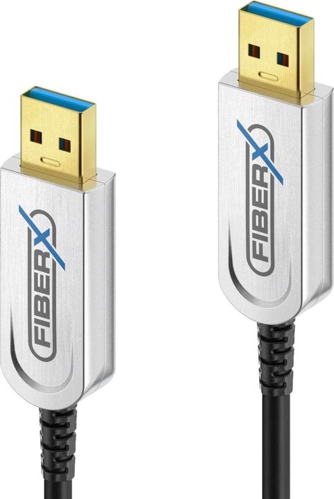 Produktbild FiberX USB 3.1-Kabel Gen2, Fiber, 10Gbps, A-A 40m Schwarz (40 m, USB 3.2 Gen 2)