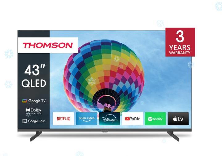 Image du produit Thomson TV Set||43"|4K/Smart|QLED|3840x2160|Wireless LAN|Bluetooth|Google TV|Black|43QG4S14 (43", QLED, 4K)
