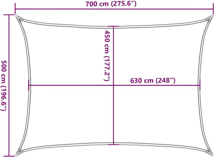 Actual product image VidaXL Sonnensegel 160 g/m² Rechteckig farben HDPE (5 x 7 m)