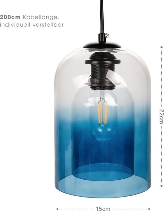 Actual product image Hermex Skandinavische Glas-Hängelampe Pendelleuchte Deckenleuchte Deckenlampe (E27)