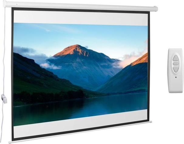 Produktbild Swisshandel24 4:3 Beamer Leinwand Elektrisch 203x152cm mit Fernbedienung, für Heimkino und Präsentation Weiss (96.85", 4:3)