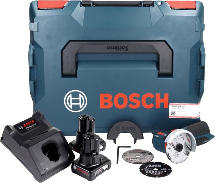 Image du produit Bosch Professional Bosch GWS 12V-76 Professional Meuleuse angulaire sans fil avec boîtier L-Boxx 2x Batteries GBA 6,0 A (76 mm)