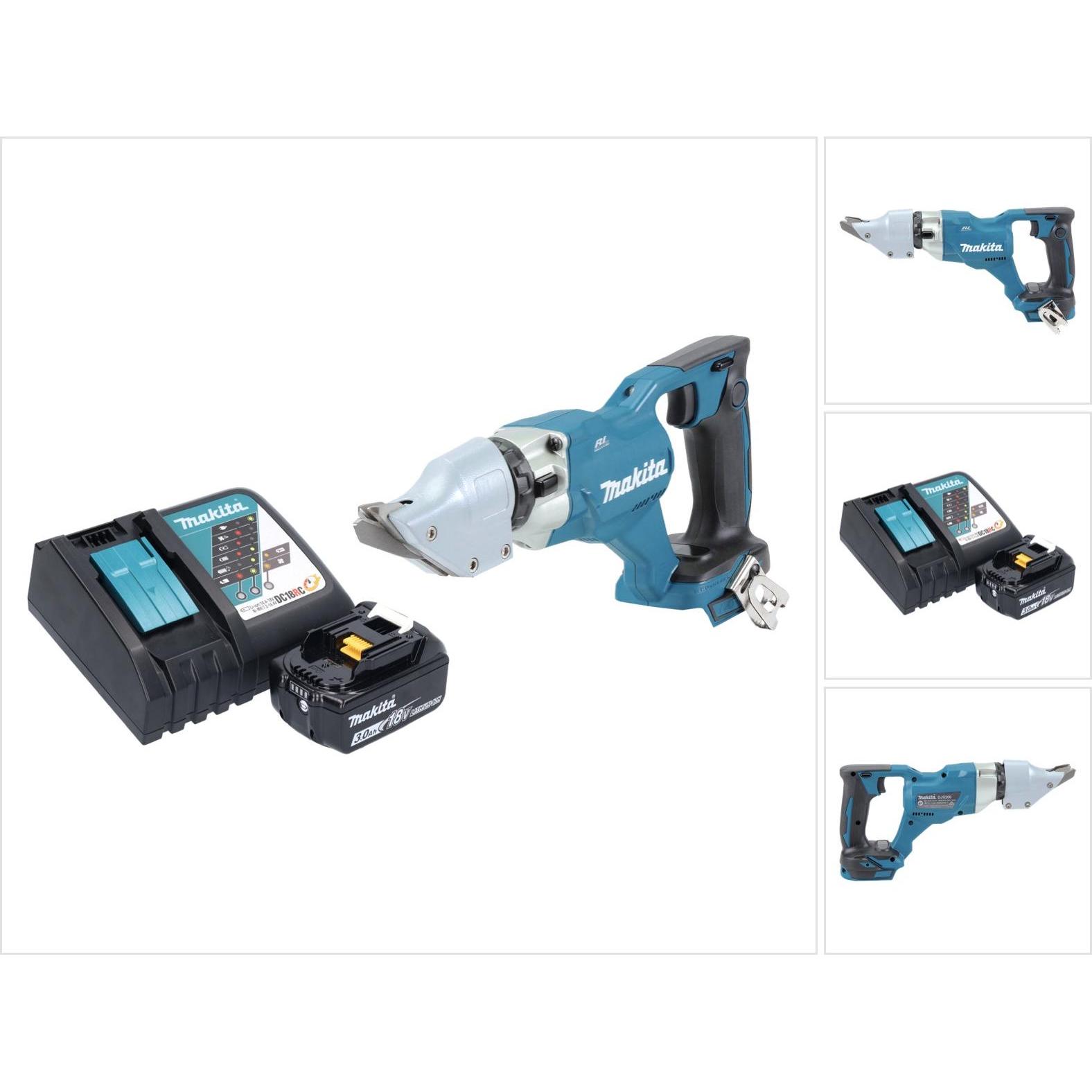 Makita, Elektroblechschere, DJS 200 RF1 Akku Blechschere 18 V 2,0 mm Brushless + 1x Akku 3,0 Ah + Ladegerät