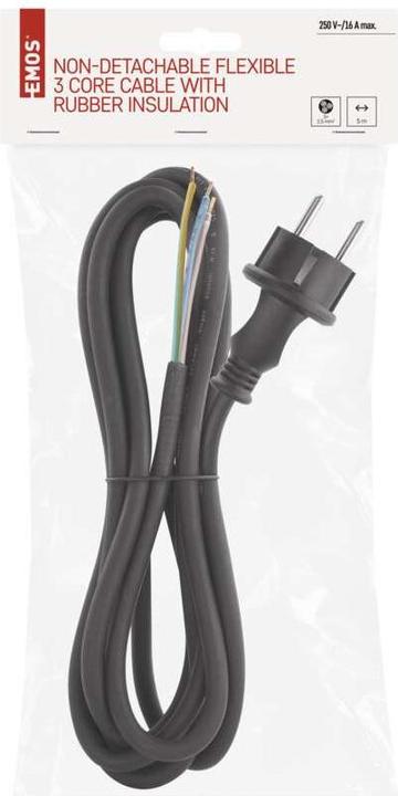 Produktbild Emos Netzkabel Gummi 3x 2,5mm2, 5m, schwarz (5 m)