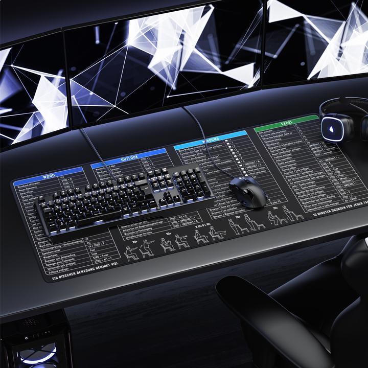 Immagine prodotto Titanwolf Mauspad XXL Speed Mousepad 900 x 400 x 3 mm, Schreibtischauflage, abwaschbar, MS Office Fitness (XXL)